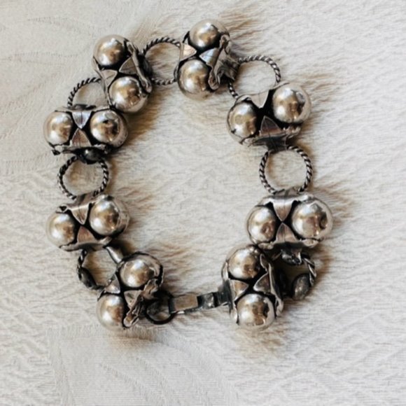 Sterling Silver Bracelet Links and Balls Vintage Taxco Mexico - Picture 1 of 4